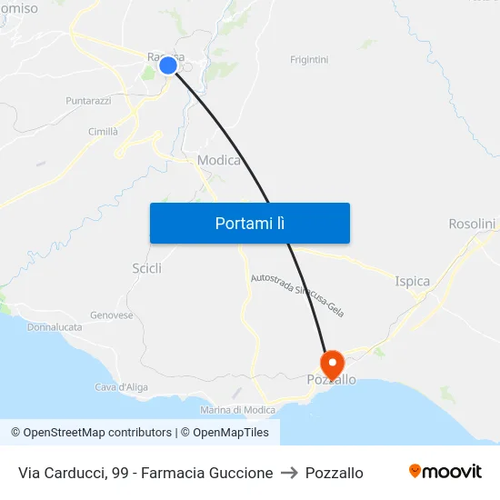 Via Carducci, 99 - Farmacia Guccione to Pozzallo map
