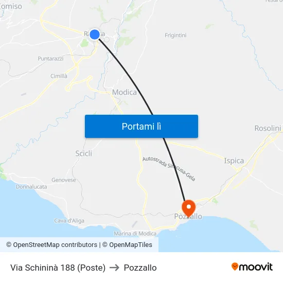 Via Schininà 188 (Poste) to Pozzallo map