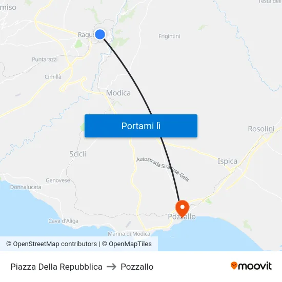Piazza Della Repubblica to Pozzallo map