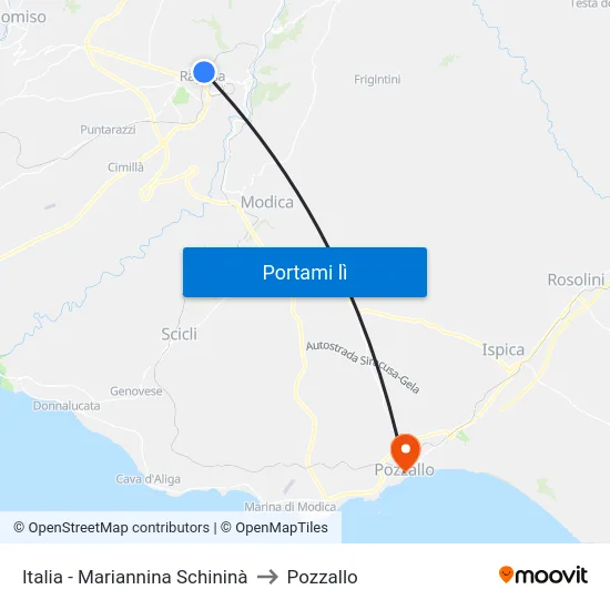 Italia - Mariannina Schininà to Pozzallo map