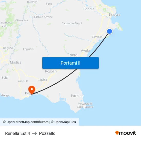 Renella Est 4 to Pozzallo map