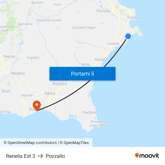 Renella Est 3 to Pozzallo map