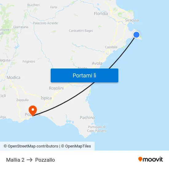 Mallia 2 to Pozzallo map