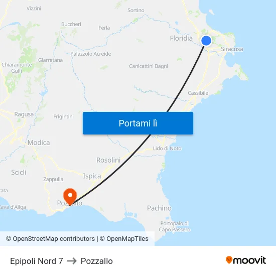 Epipoli Nord 7 to Pozzallo map