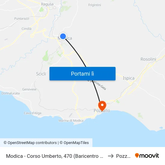 Modica - Corso Umberto, 470 (Baricentro Don Cafè) to Pozzallo map