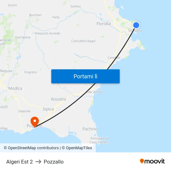 Algeri Est 2 to Pozzallo map