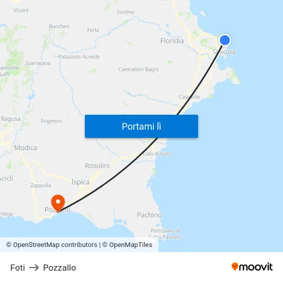 Foti to Pozzallo map