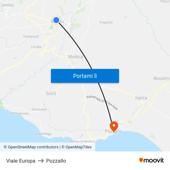Viale Europa to Pozzallo map