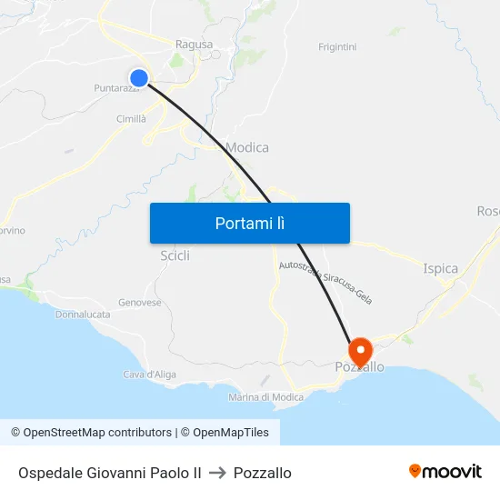 Ospedale Giovanni Paolo II to Pozzallo map