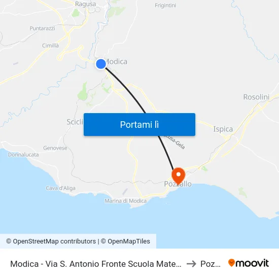 Modica - Via S. Antonio Fronte Scuola Materna (Scardacucco) to Pozzallo map
