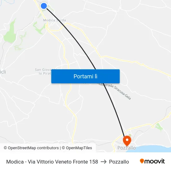 Modica - Via Vittorio Veneto Fronte 158 to Pozzallo map