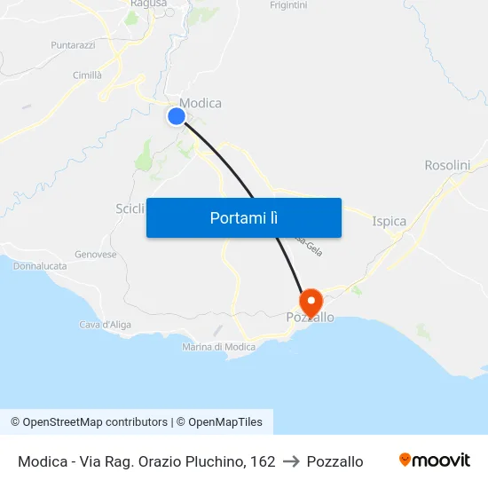 Modica - Via Rag. Orazio Pluchino, 162 to Pozzallo map