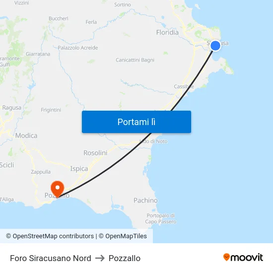 Foro Siracusano Nord to Pozzallo map