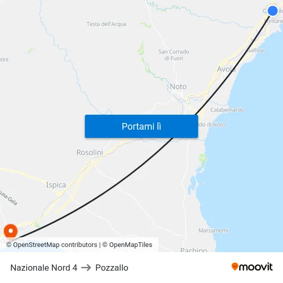Nazionale Nord 4 to Pozzallo map