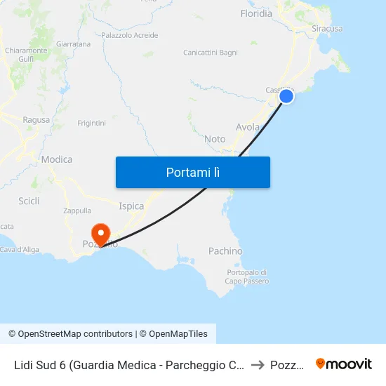 Lidi Sud 6 (Guardia Medica - Parcheggio Coperto) to Pozzallo map