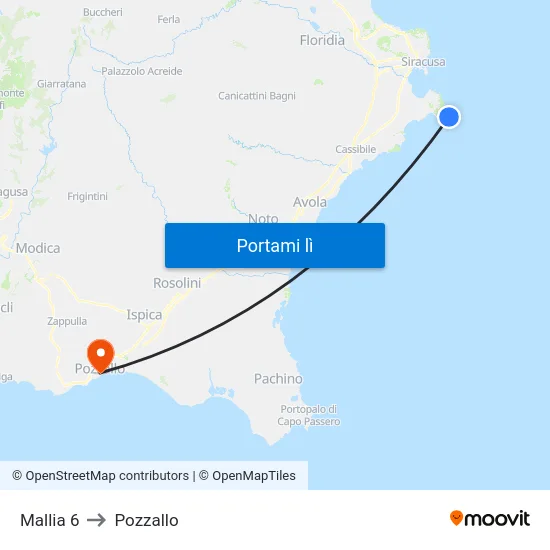 Mallia 6 to Pozzallo map