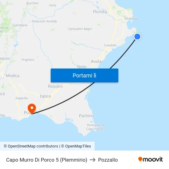 Capo Murro Di Porco 5 (Plemmirio) to Pozzallo map