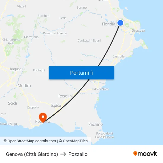 Genova (Città Giardino) to Pozzallo map