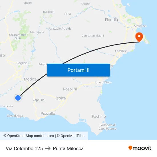 Via Colombo 125 to Punta Milocca map