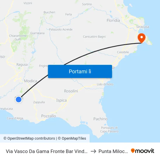 Via Vasco Da Gama Fronte Bar Vindigni to Punta Milocca map