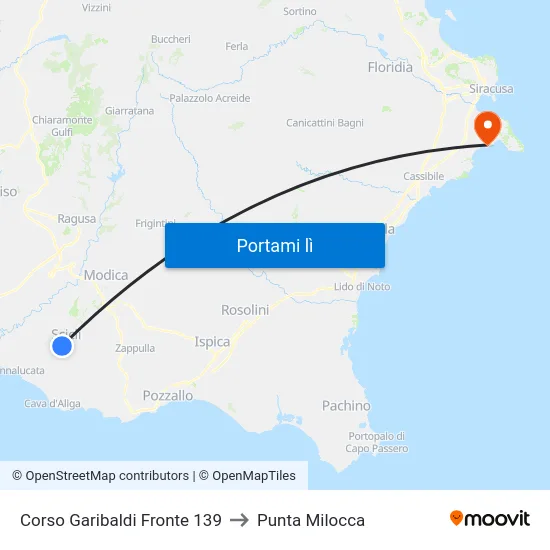 Corso Garibaldi Fronte 139 to Punta Milocca map