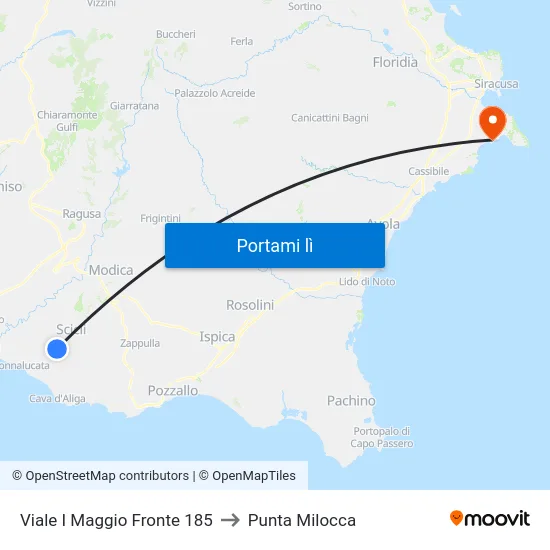 Viale I Maggio Fronte 185 to Punta Milocca map