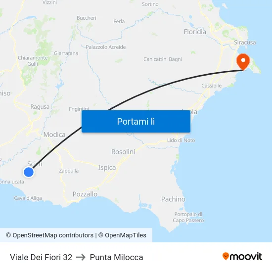 Viale Dei Fiori 32 to Punta Milocca map