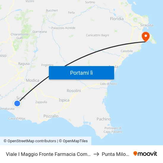 Viale I Maggio Fronte Farmacia Comunale to Punta Milocca map