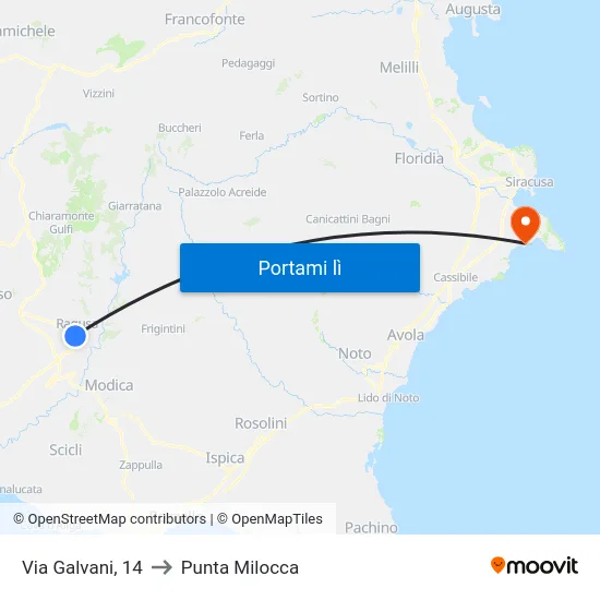 Via Galvani, 14 to Punta Milocca map