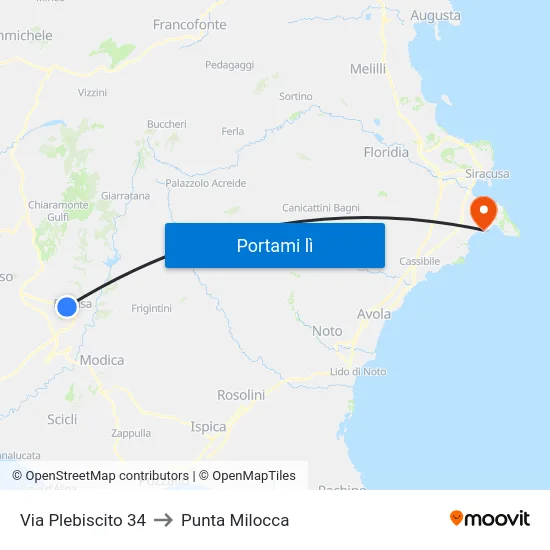 Via Plebiscito 34 to Punta Milocca map