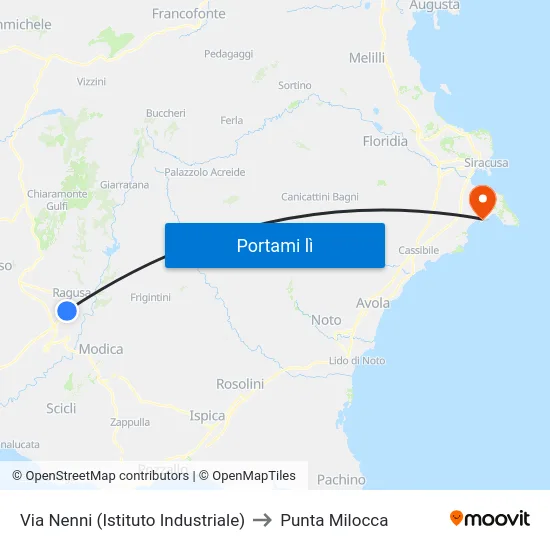 Via Nenni (Istituto Industriale) to Punta Milocca map