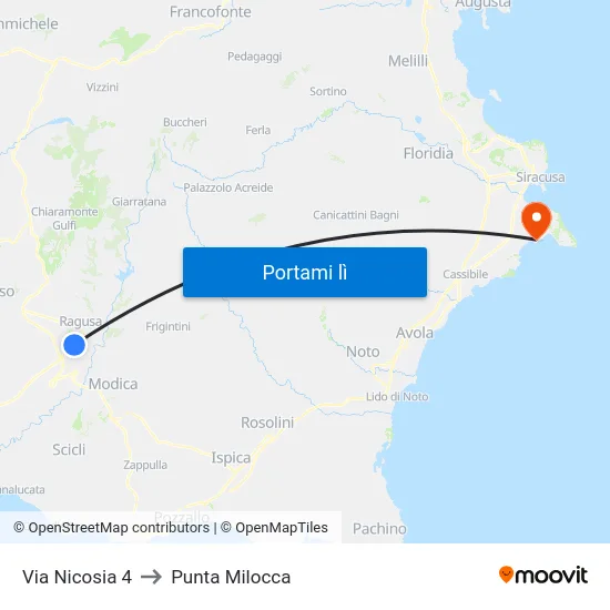 Via Nicosia 4 to Punta Milocca map