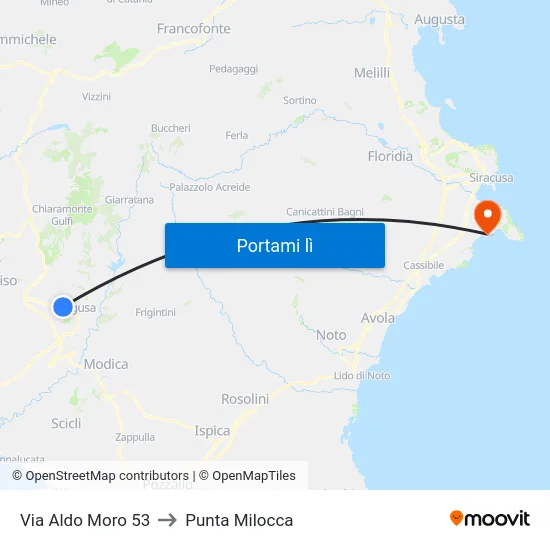 Via Aldo Moro 53 to Punta Milocca map