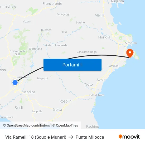 Via Ramelli 18 (Scuole Munari) to Punta Milocca map