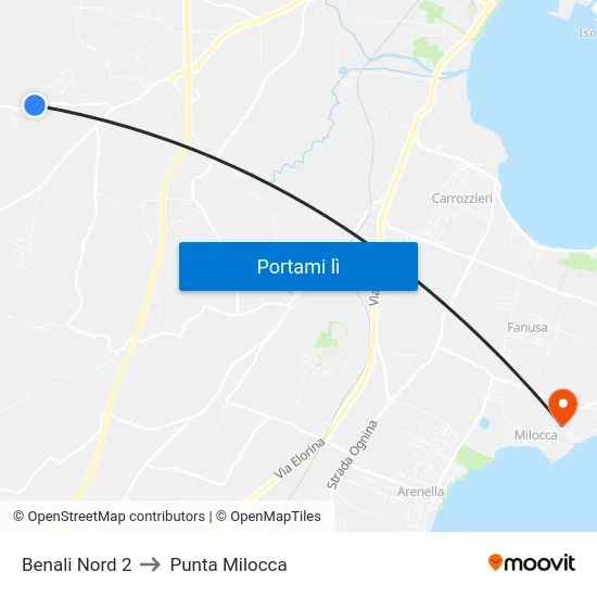 Benali Nord 2 to Punta Milocca map