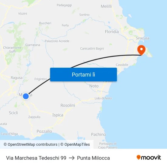 Via Marchesa Tedeschi 99 to Punta Milocca map