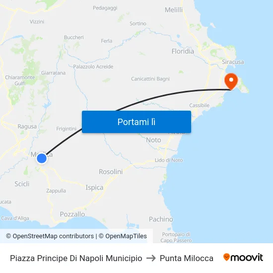 Piazza Principe Di Napoli Municipio to Punta Milocca map