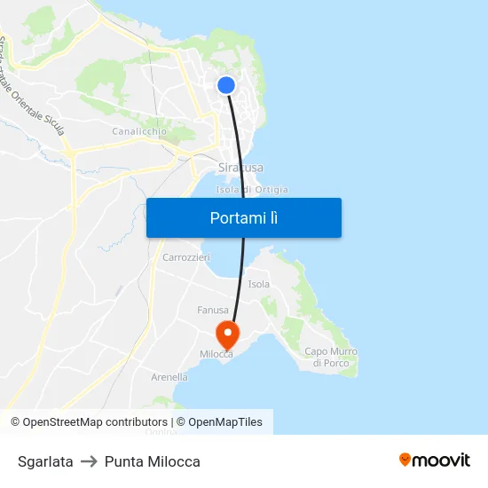 Sgarlata to Punta Milocca map