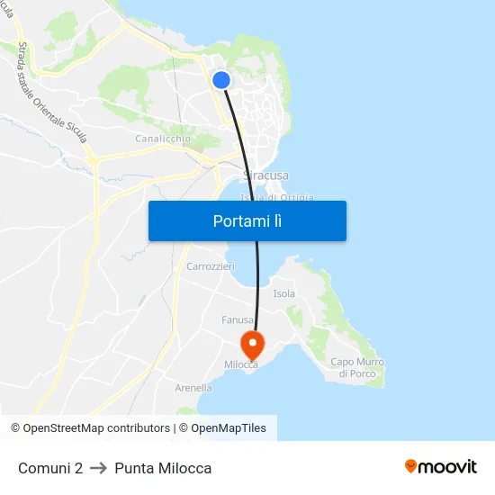 Comuni 2 to Punta Milocca map