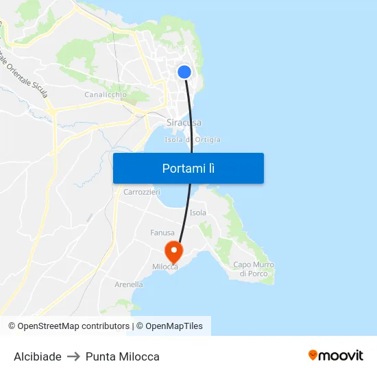 Alcibiade to Punta Milocca map