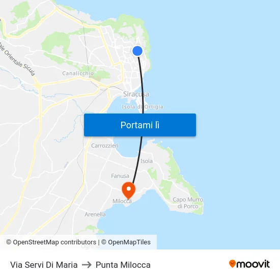 Via Servi Di Maria to Punta Milocca map