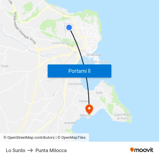 Lo Surdo to Punta Milocca map