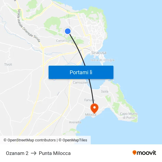 Ozanam 2 to Punta Milocca map