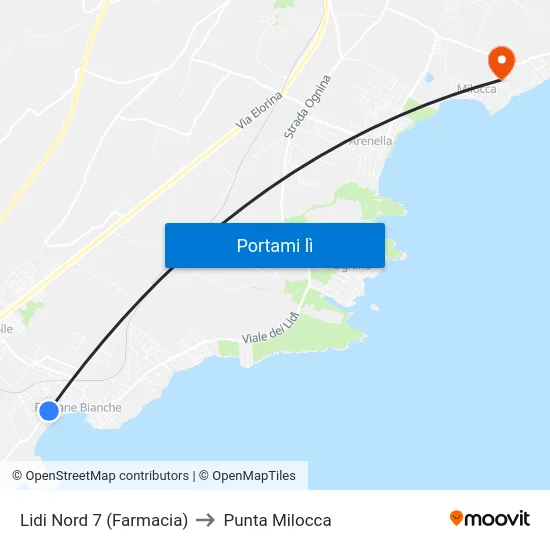 Lidi Nord 7 (Farmacia) to Punta Milocca map