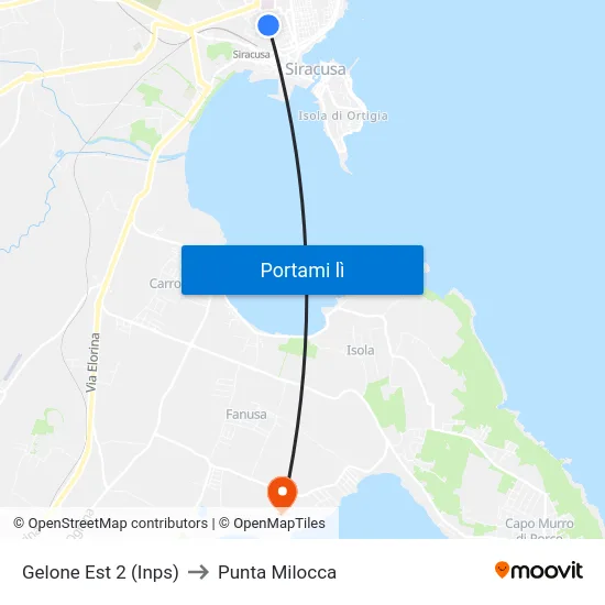 Gelone Est 2 (Inps) to Punta Milocca map