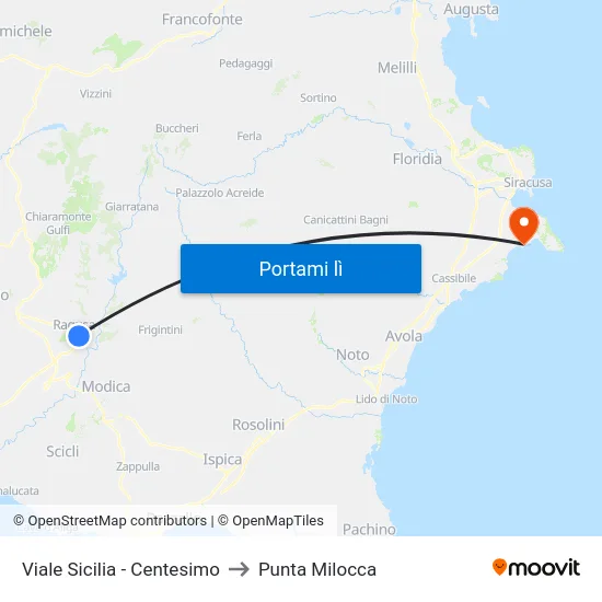 Viale Sicilia - Centesimo to Punta Milocca map