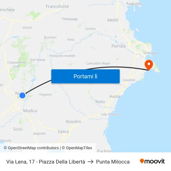Via Lena, 17 - Piazza Della Libertà to Punta Milocca map