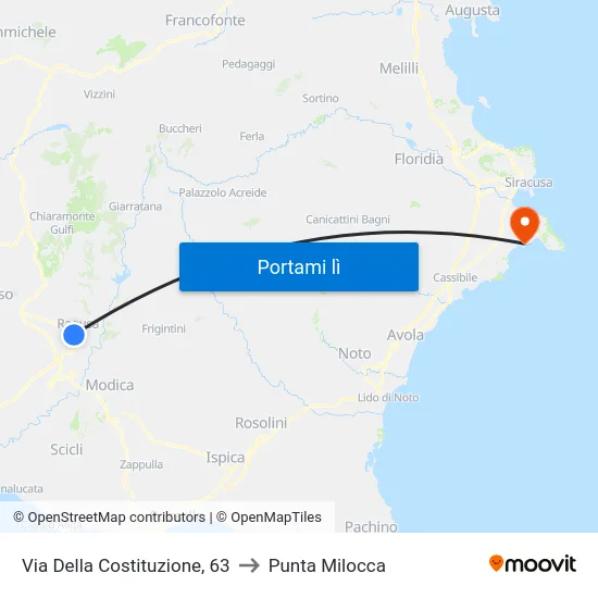 Via Della Costituzione, 63 to Punta Milocca map