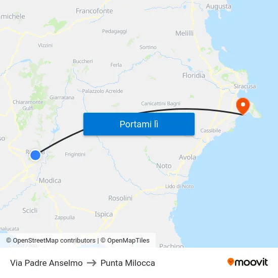 Via Padre Anselmo to Punta Milocca map