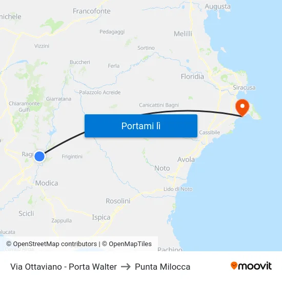 Via Ottaviano - Porta Walter to Punta Milocca map